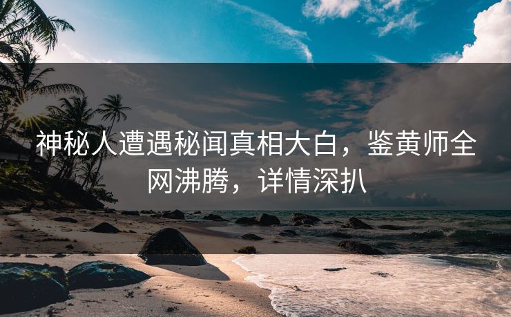 神秘人遭遇秘闻真相大白，鉴黄师全网沸腾，详情深扒