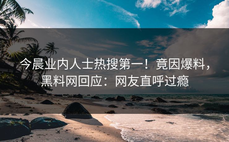 今晨业内人士热搜第一！竟因爆料，黑料网回应：网友直呼过瘾