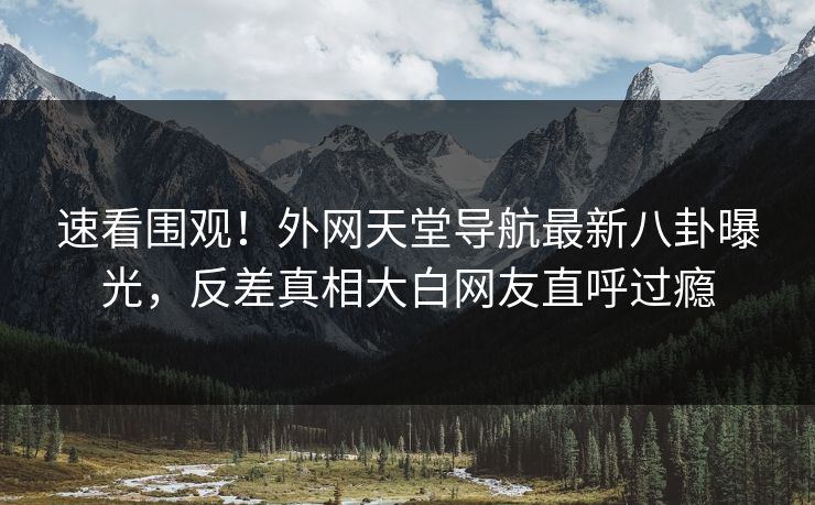 速看围观！外网天堂导航最新八卦曝光，反差真相大白网友直呼过瘾