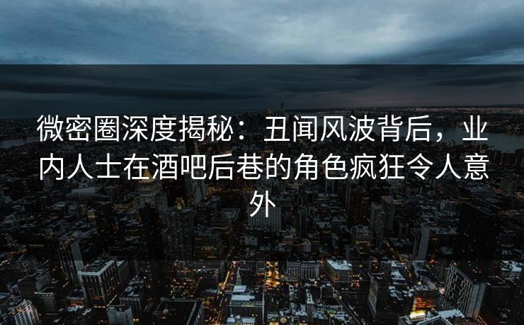 微密圈深度揭秘：丑闻风波背后，业内人士在酒吧后巷的角色疯狂令人意外
