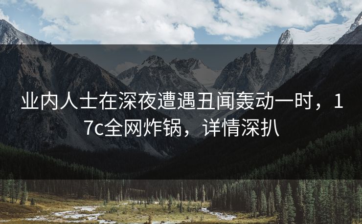 业内人士在深夜遭遇丑闻轰动一时，17c全网炸锅，详情深扒