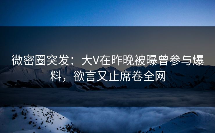 微密圈突发：大V在昨晚被曝曾参与爆料，欲言又止席卷全网