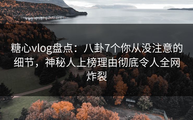 糖心vlog盘点：八卦7个你从没注意的细节，神秘人上榜理由彻底令人全网炸裂