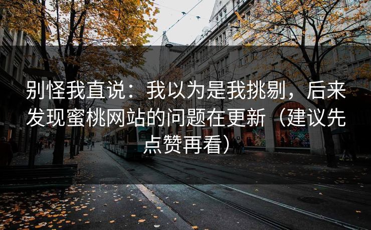 别怪我直说：我以为是我挑剔，后来发现蜜桃网站的问题在更新（建议先点赞再看）